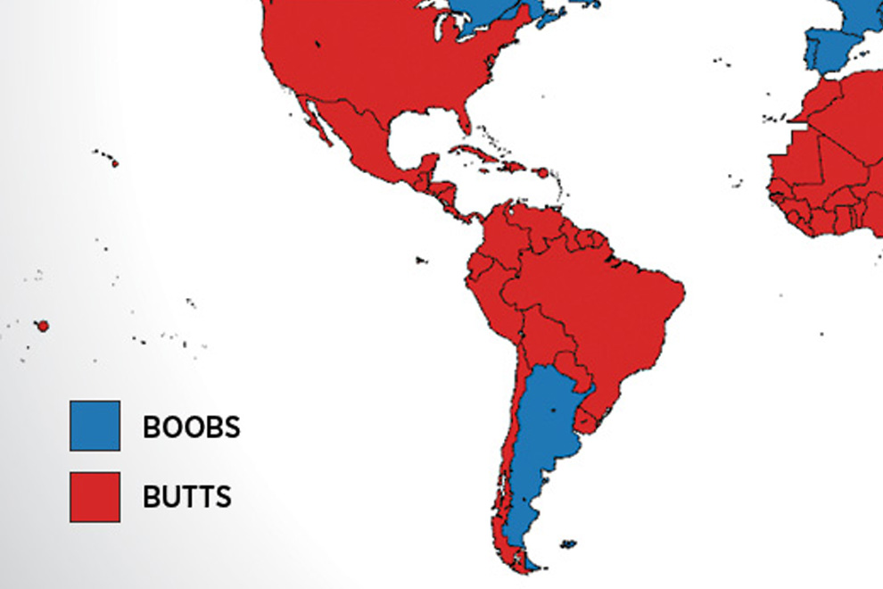 Diese Landkarten zeigen, worauf Männer in den verschiedenen Ländern stehen