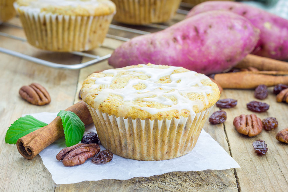 Süßkartoffel-Muffins mit Pecanstreusel