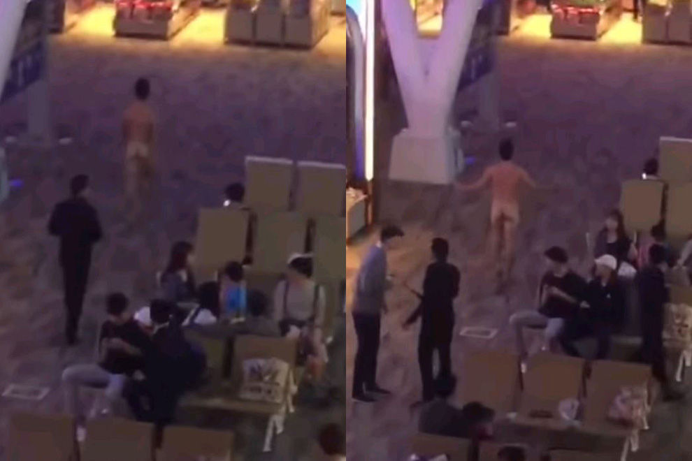 Mann läuft nackt durch Flughafen und wirft mit Kot um sich