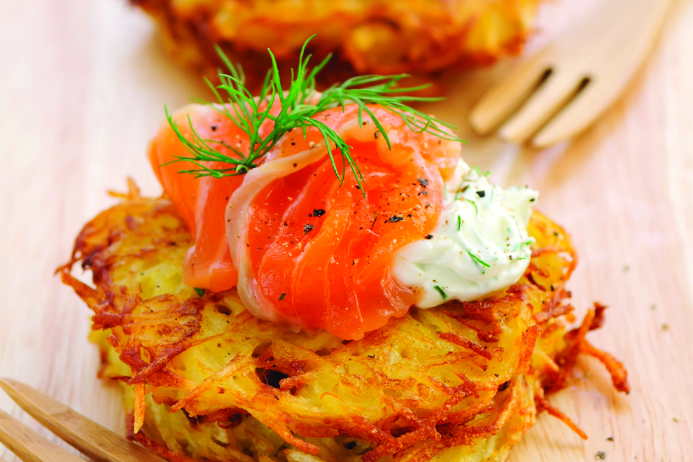 Oster CookBook: Knusprige Kartoffelpuffer mit Lachs