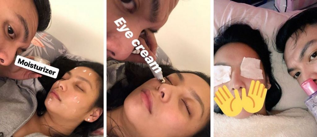 Frau schläft geschminkt ein, Freund führt gesamte Beauty-Routine durch Frau schläft geschminkt ein, Freund führt gesamte Beauty-Routine durch