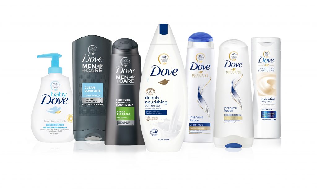 Alle Produkte von „Dove“ werden weltweit plastikfrei