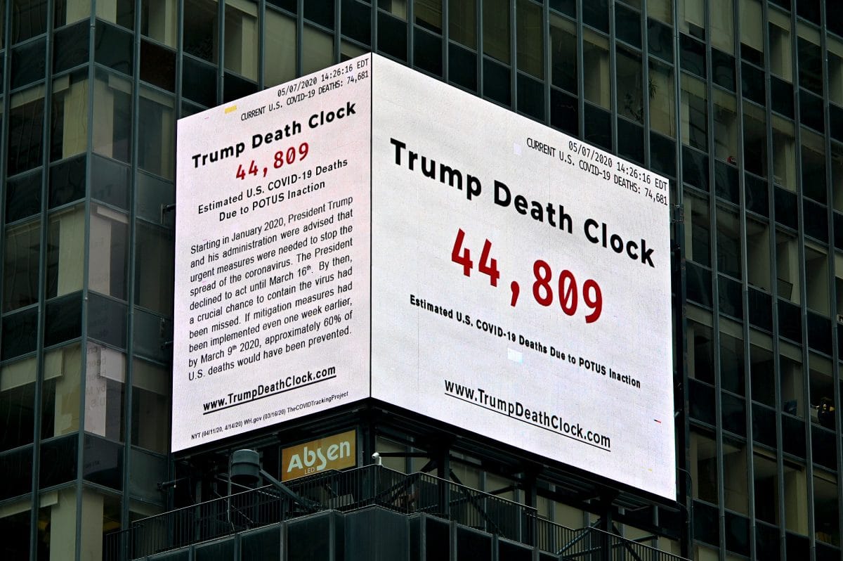 „Trump-Todesuhr“ in New York zeigt Anzahl der Corona-Todesopfer