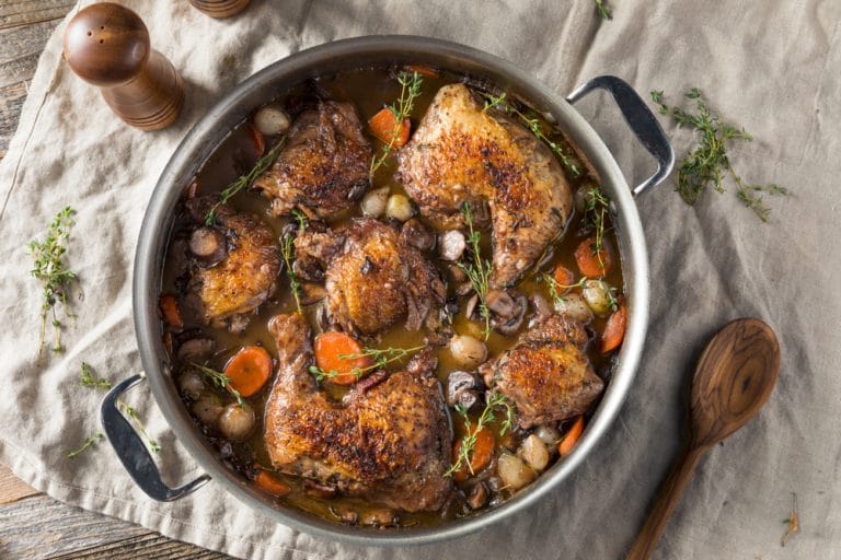 Coq au vin - Hühnchen in Rotwein