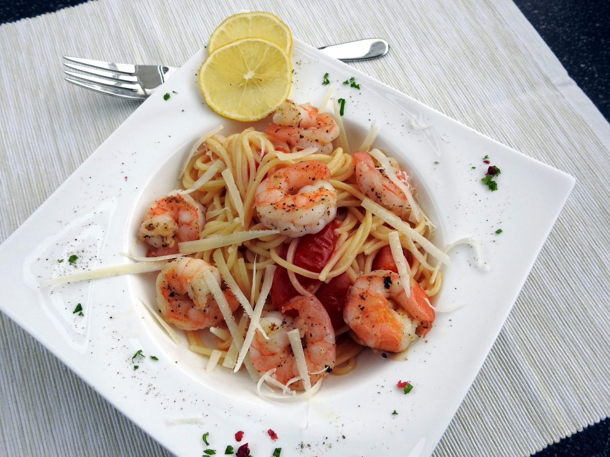 One Pot Pasta mit Shrimps