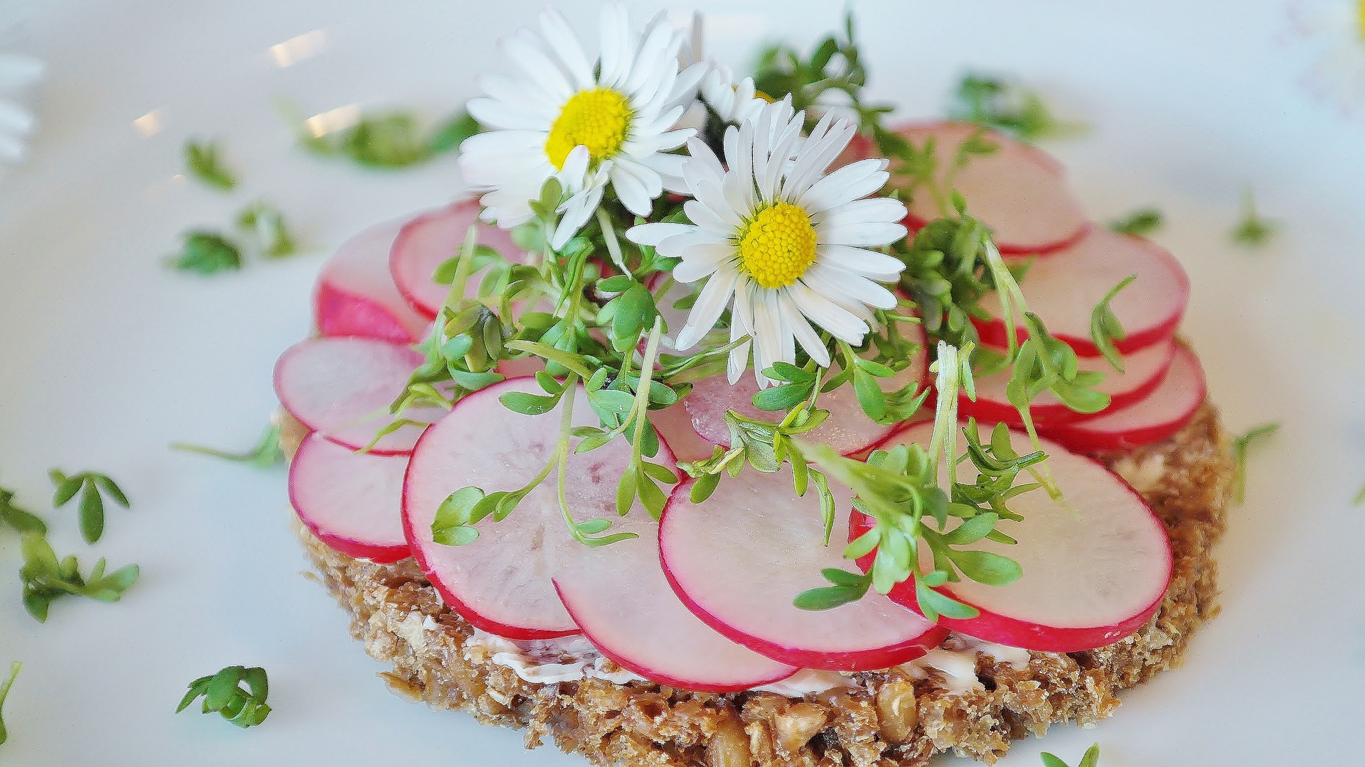 frischkäse mit radieschen und lauchzwiebeln